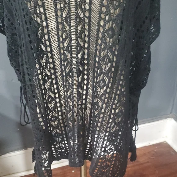 Chic Black Lace Blouse Swim Cover Up - Picture 4 of 11